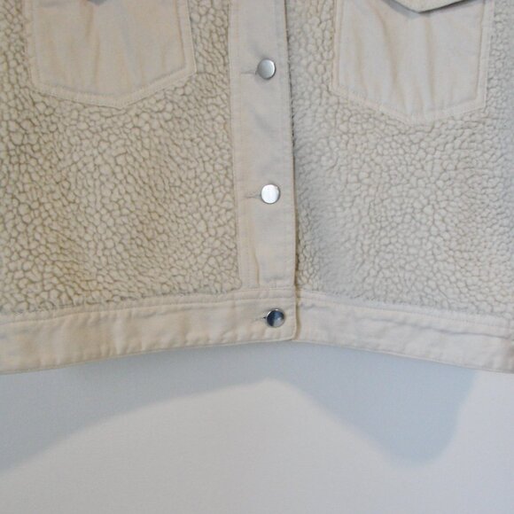 Zara Faux Sherpa Shearling Jacket Cream Teddy Bear Button Up Collar Size XS - Picture 11 of 16